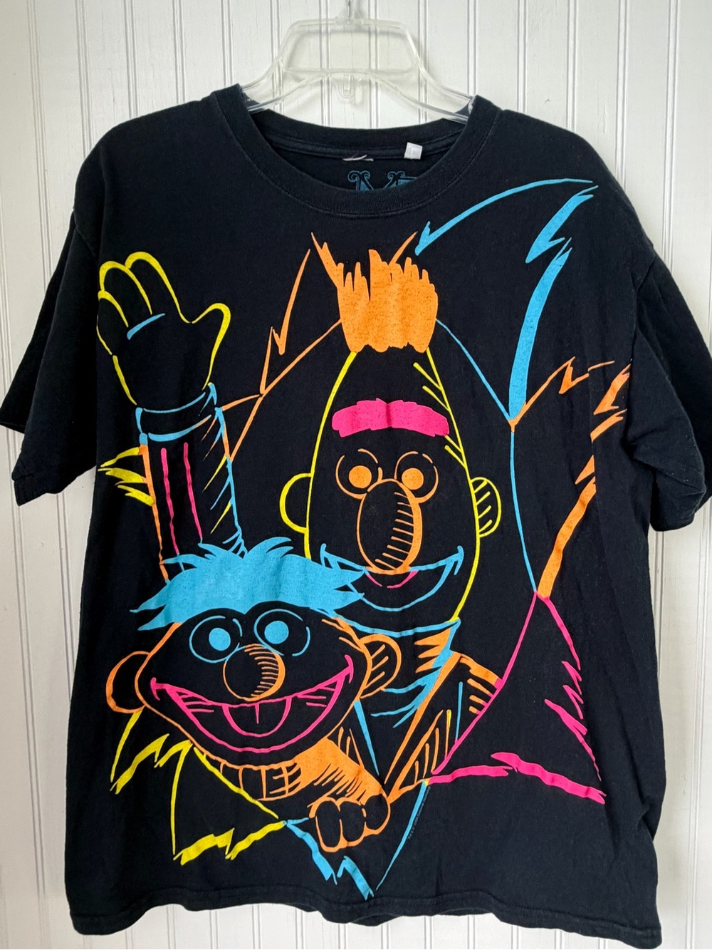 Vintage Sesame Street Neon Ernie & Bert Graphic Tee Shirt (Adult Large)